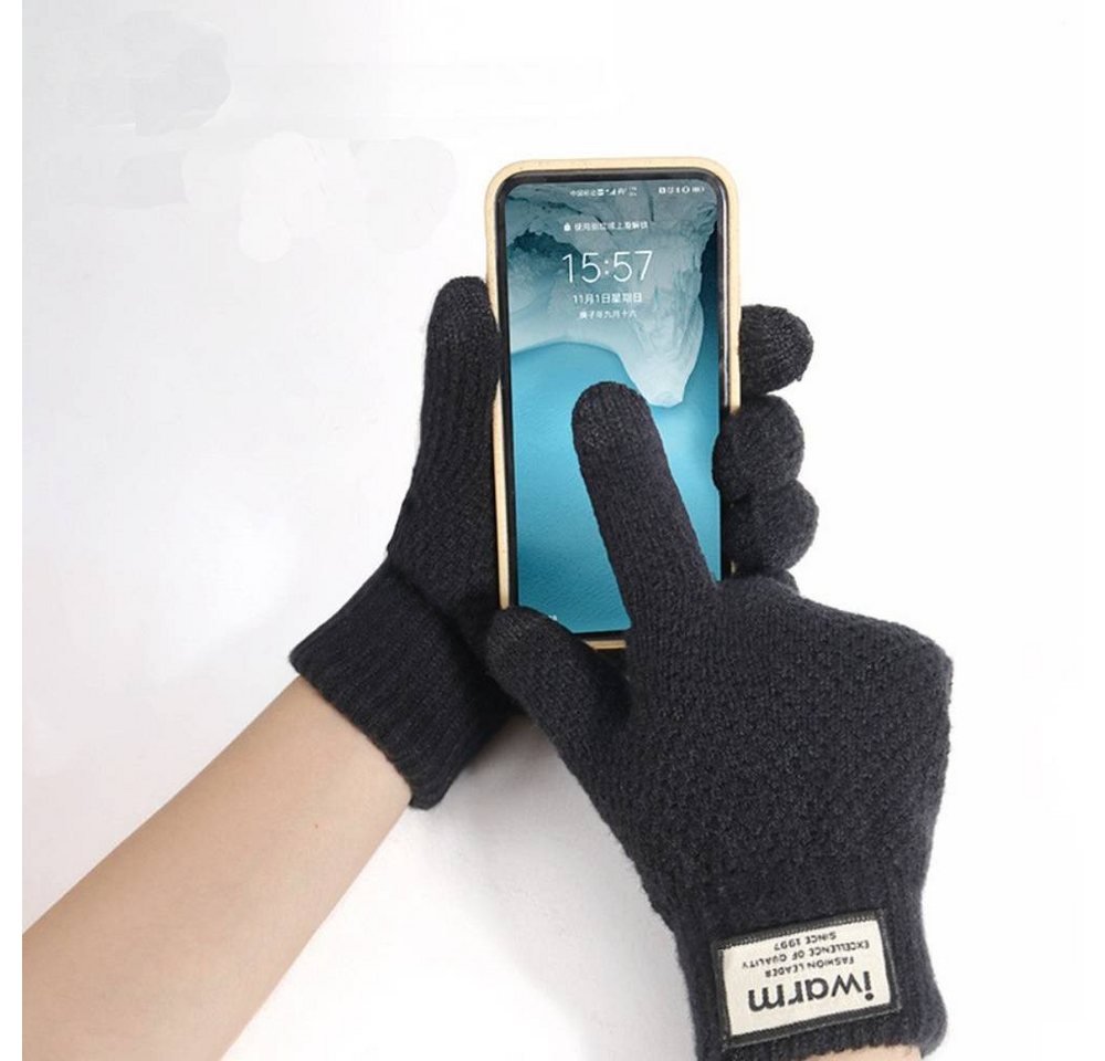 Blusmart Strickhandschuhe Strickhandschuhe für den Winter mit Touchscreen (Doppel-schicht Warme, Einheitsgröße, Unisex) Für Radtouren im Freien, warme Strickhan – Bild 3 von 5