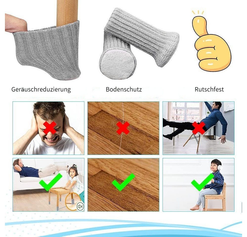Blusmart Stuhlsocke 12/24-teilige Stuhlbeinkappe, (Hochelastische Möbelsocken, 1 St), Stuhlbeinschoner( Möbel, Stuhlbeine, Tisch) – Bild 3 von 5