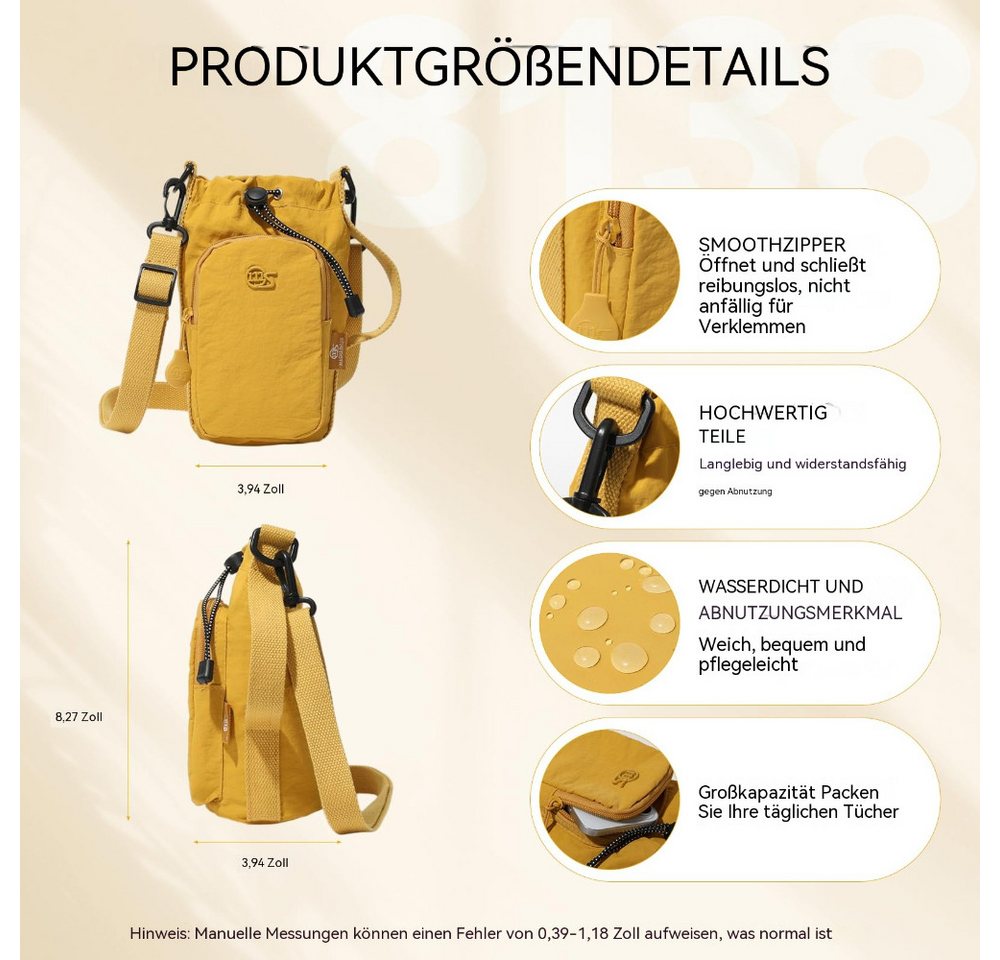 Blusmart Umhängetasche Lässige, minimalistische, leichte Schultertasche für Damen (Wasserdichtes Oxford-Gewebe, Umhängetasche mit Kordelzug), Für Wanderungen – Bild 3 von 5