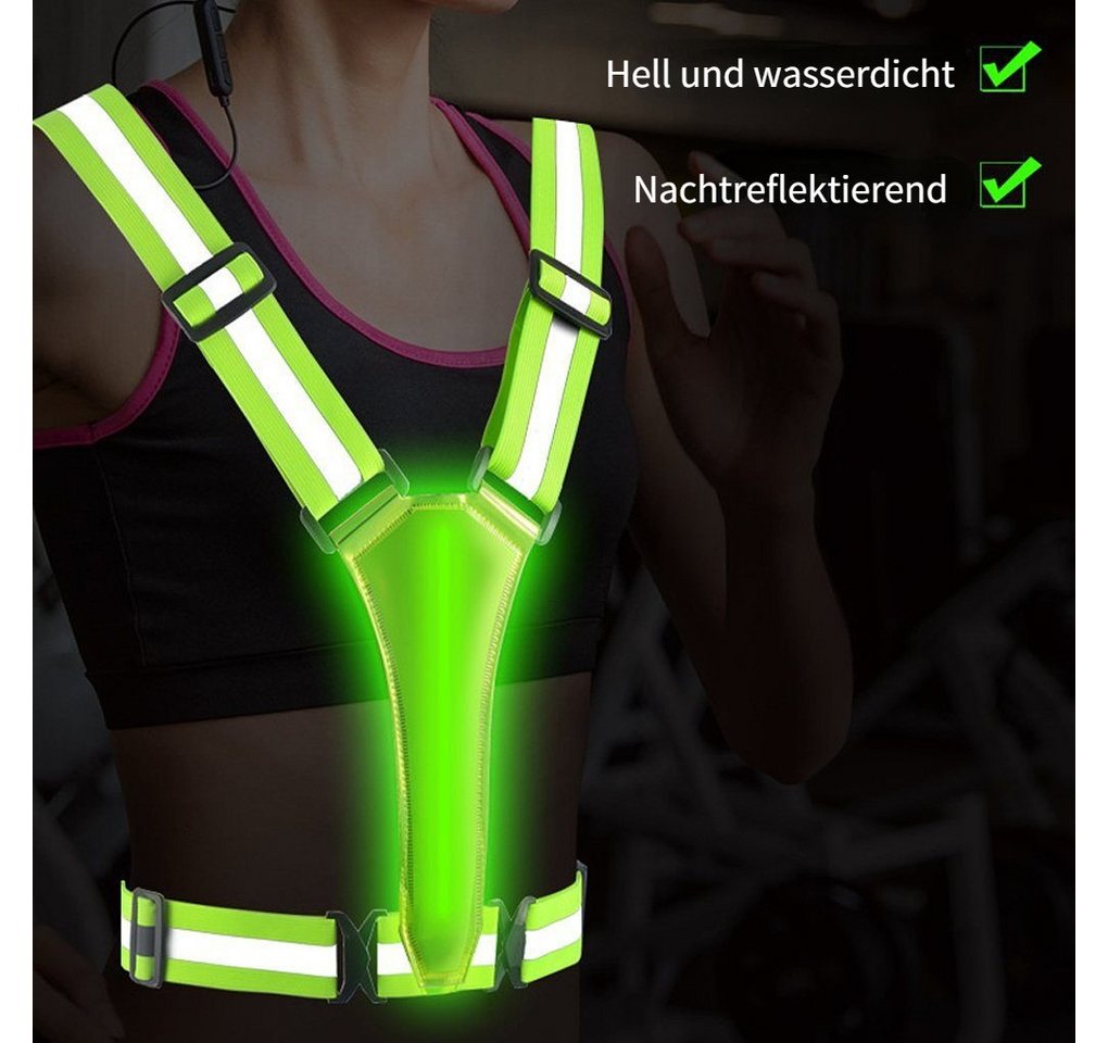 Blusmart Warnweste Warnweste LED reflektierende weste (Verstellbare Kleidung gut sichtbare Sicherheit) Für Nachtlauf, Radfahren usw. – Bild 2 von 5