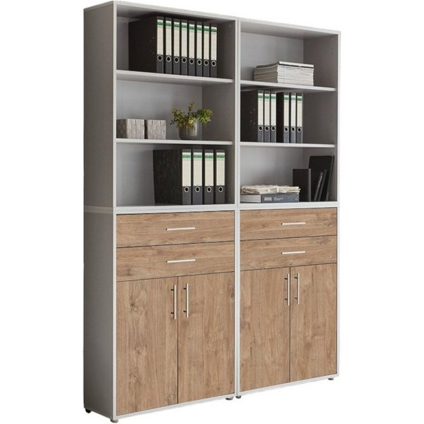 BMG Möbel Aktenschrank Office Edition (Set 20, Büroschrank mit Metallgriffen, 4 teilig) mit Schubladen, Gesamtmaß (B/H/T) 84,1 x 227,2 x 33 cm