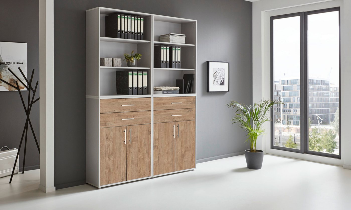 BMG Möbel Aktenschrank Office Edition (Set 20, Büroschrank mit Metallgriffen, 4 teilig) mit Schubladen, Gesamtmaß (B/H/T) 84,1 x 227,2 x 33 cm – Bild 2 von 5