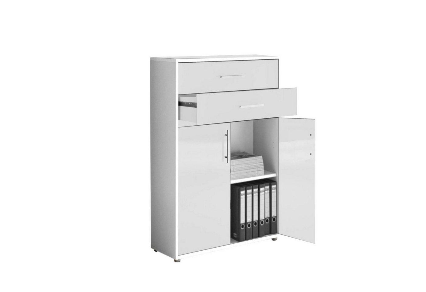 BMG Möbel Aktenschrank Office Edition (Set 20, Büroschrank mit Metallgriffen, 4 teilig) mit Schubladen, Gesamtmaß (B/H/T) 84,1 x 227,2 x 33 cm – Bild 4 von 5