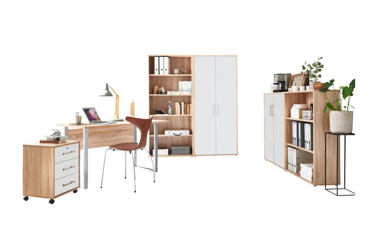 BMG Möbel Büromöbel-Set Office Edition Mini Set 1, (Büromöbel komplett Set, 6-tlg., 6-tlg), ideal für Arbeitszimmer und Homeoffice – Bild 2 von 5