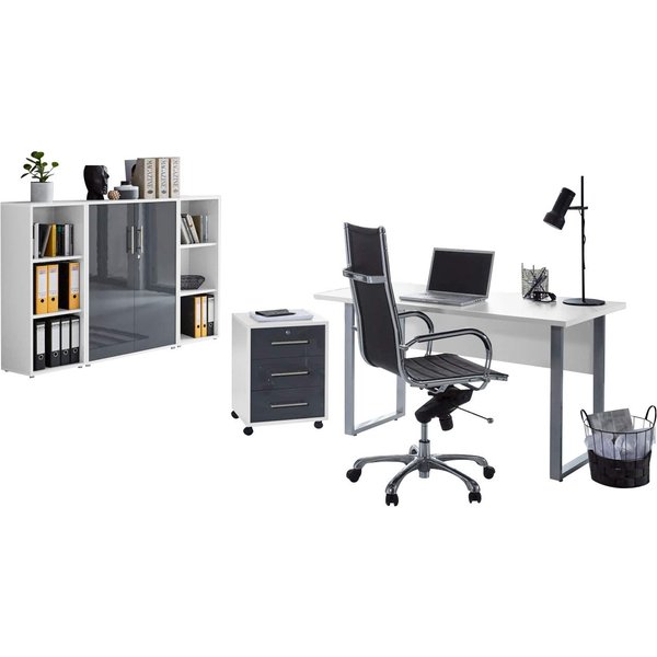 BMG Möbel Büromöbel-Set Office Edition Mini Set 2, (Spar-Set, 5 teilig), Büromöbel komplett Set für Arbeitszimmer und Homeoffice