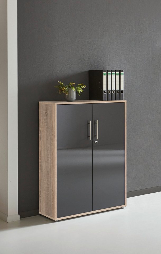 BMG Möbel Büromöbel-Set Office Edition Set 2, (Büro Set, 5 tlg., Fronten Matt oder Hochglanz lackiert), Aktenschrank und Rollcontainer abschließbar, Winkelschre – Bild 5 von 5