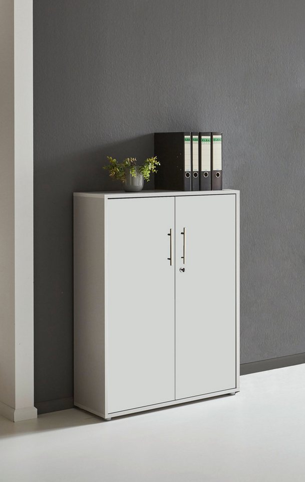 BMG Möbel Büromöbel-Set Office Edition Set 2, (Büro Set, 5 tlg., Fronten Matt oder Hochglanz lackiert), Aktenschrank und Rollcontainer abschließbar, Winkelschre – Bild 5 von 5