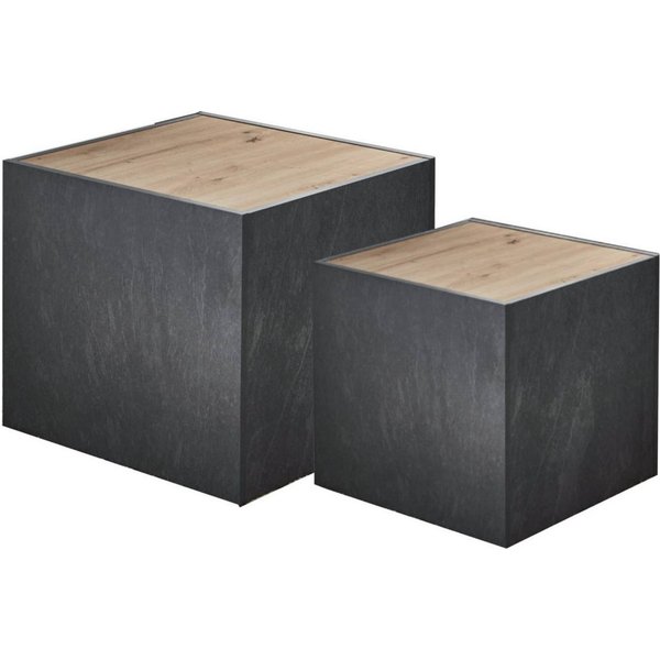 BMG Möbel Couchtisch Cuba (2 er Set, 1x großer, 1x kleiner Würfelcouchtisch), Schiefer Dekor, stapelbar