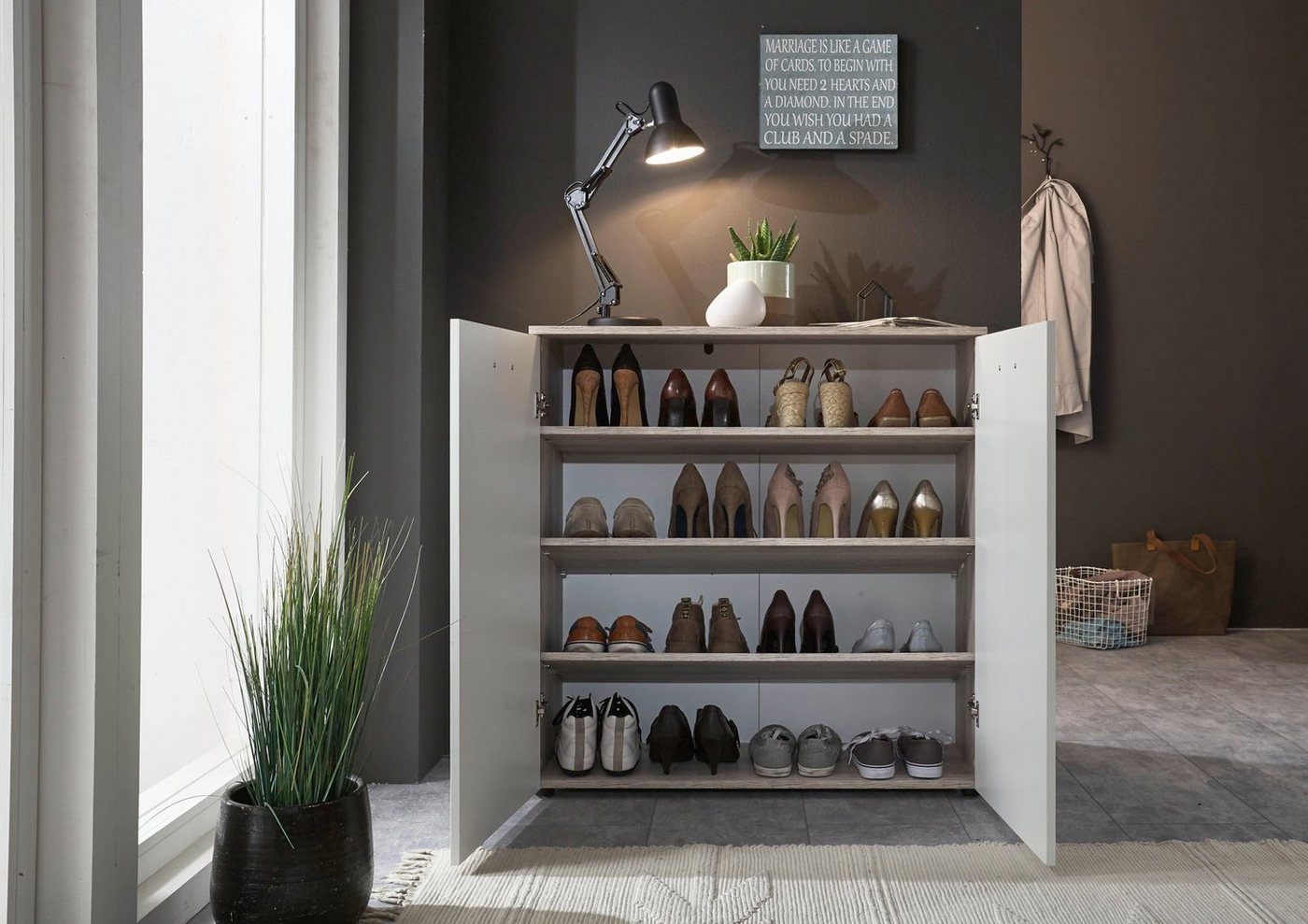 BMG Möbel Schuhschrank Monaco (Kommode, Schuhkommode, 88 cm breit mit Softclose Hochglanz Türen) Fronten Weiß Hochglanz, 16 Paar Schuhe bis Gr. 46 – Bild 3 von 4