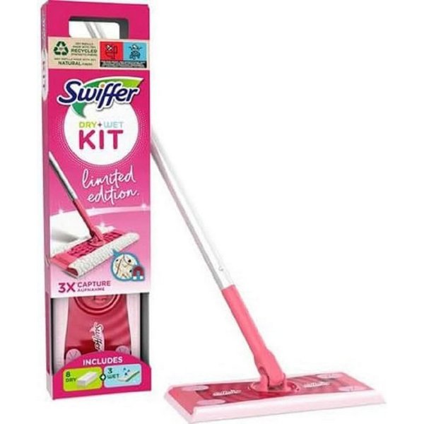 Swiffer Bodenwischer 1x Swiffer Systemstarter (Bodenstab+8Tücher) Limited Edition pink, (1-St), Starter Kit