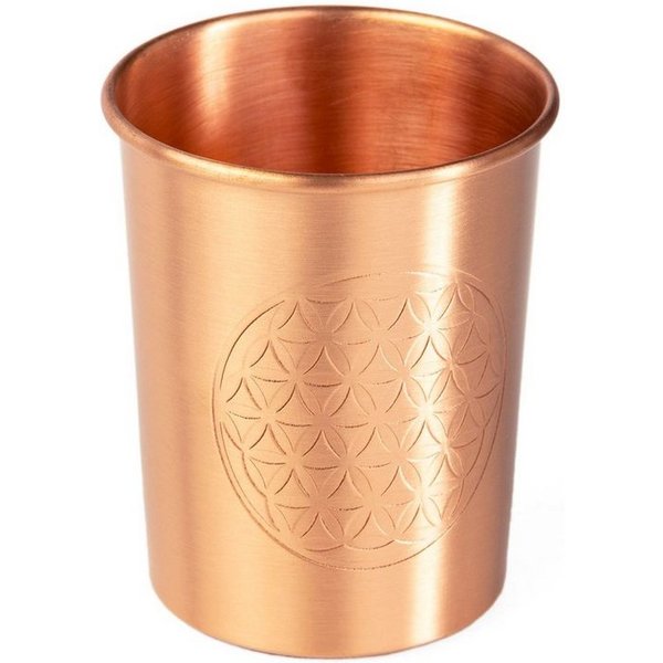 bodhi Becher Kupferbecher, 2er Set, 250 ml Blume des Lebens, Kupfer