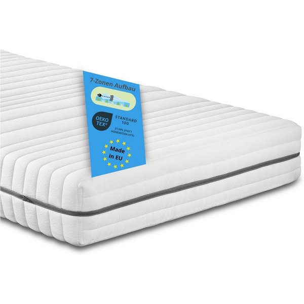 Kaltschaummatratze Vital Protect, 90x200 cm, 140x200 cm und weitere Größen, Bodyprotect, 18 cm hoch, 7-Liegezonen, ergonomisch, Härtegrade H2,H3,H4, OEKO-TEX St