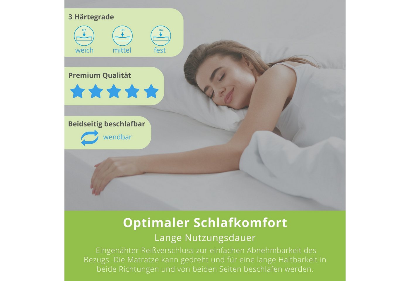 Kaltschaummatratze Vital Protect, 90x200 cm, 140x200 cm und weitere Größen, Bodyprotect, 18 cm hoch, 7-Liegezonen, ergonomisch, Härtegrade H2,H3,H4, OEKO-TEX St – Bild 5 von 5