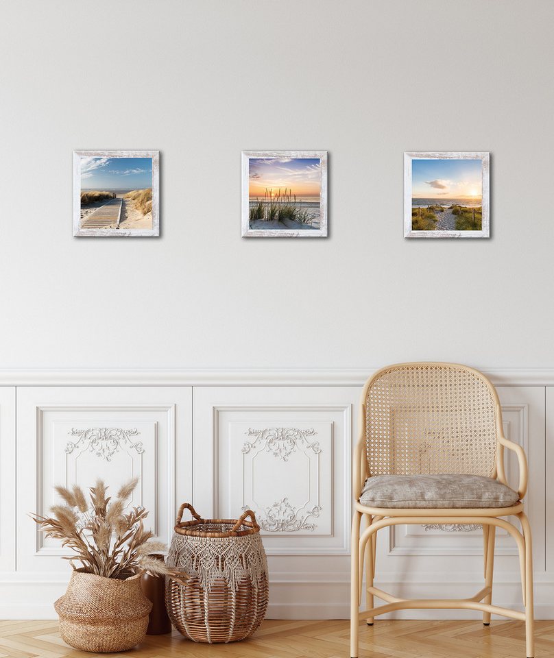 Bönninghoff Bild mit Rahmen 3er-Set gerahmte Bilder STRÄNDE 3x23x23 cm – Maritime Wanddeko, Düne, Meer, Strand (1 St), mehrteiliges Bilder-Set, harmonisch aufei – Bild 5 von 5