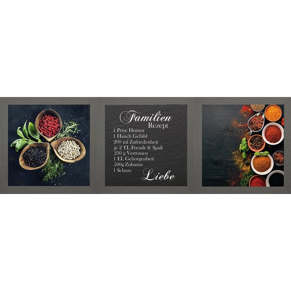 Bönninghoff Bild mit Rahmen 3er-Set gerahmte Bilder FAMILIENREZEPT 3x23x23 cm – Küche & Essen, Gewürze (Set, 3 St), mehrteiliges Bilder-Set, harmonisch aufeinan