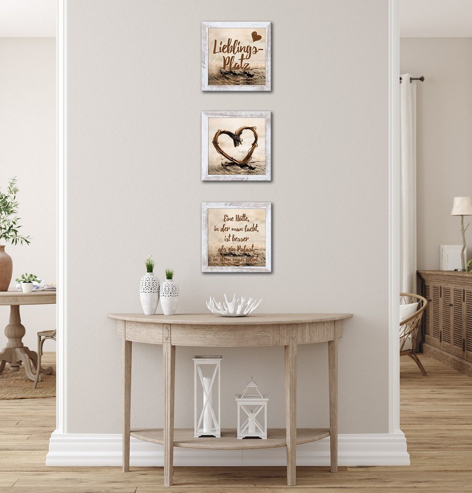 Bönninghoff Bild mit Rahmen 3er-Set gerahmte Bilder LIEBLINGSPLATZ 3x23x23 cm – Wanddeko modern, Herz, Liebe, Sprüche & Texte (1 St), mehrteiliges Bilder-Set, h – Bild 4 von 5