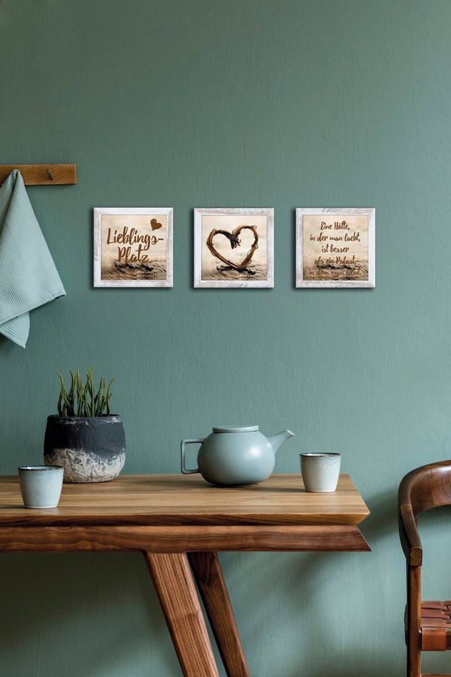 Bönninghoff Bild mit Rahmen 3er-Set gerahmte Bilder LIEBLINGSPLATZ 3x23x23 cm – Wanddeko modern, Herz, Liebe, Sprüche & Texte (1 St), mehrteiliges Bilder-Set, h – Bild 5 von 5