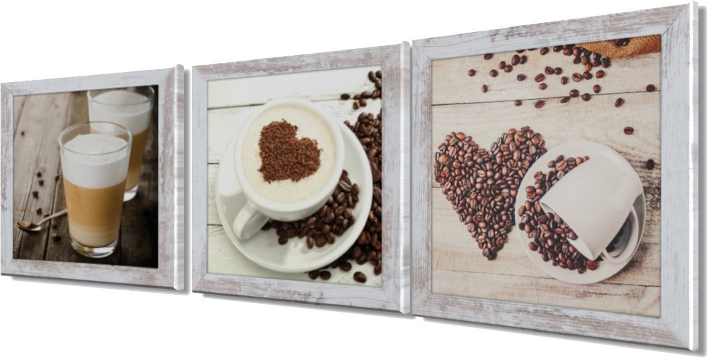 Bönninghoff Bild mit Rahmen 3er-Set gerahmte Bilder KAFFEE 3x23x23 cm – Deko für Küche & Bar, Getränke, Kaffee, Kaffee Bilder (1 St), mehrteiliges Bilder-Set, h – Bild 3 von 5