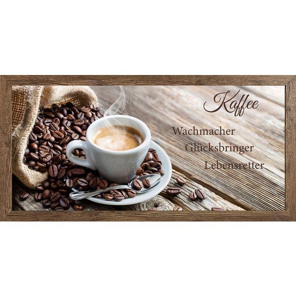 Bönninghoff Bild mit Rahmen Wandbild gerahmt KAFFEE MIT SPRUCH 23x49 cm – Wanddeko, Essen, Getränke, Kaffee, Kaffee Bilder, Küche, Lebensmittel, Sprüche, Sprüch