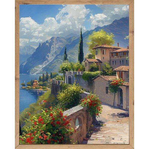 Bönninghoff Bild mit Rahmen Wandbild gerahmt LAKE GARDA 40x50 cm – Natur Wandbild beruhigend, Berge & Alpenbilder, Italien, See, mit dekorativem Rahmen