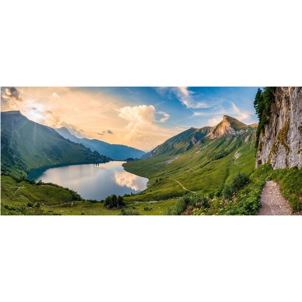 Bönninghoff Leinwandbild Wandbild BERGSEE XXL 60x140 cm – Leinwandbild Keilrahmen Deko modern, Berge, Landschaft, Natur, See, Seebilder (1 St), auf Keilrahmen g