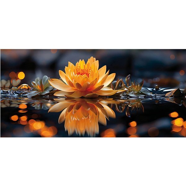 Bönninghoff Leinwandbild Wandbild LOTUSBLUME 33x70 cm – Leinwandbild Keilrahmen Deko modern, Blumen, Blumenbilder, Natur, Pflanzen, Pflanzenbilder, Stillleben (