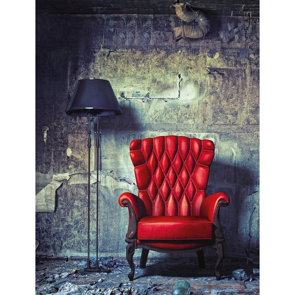 Bönninghoff Leinwandbild Wandbild ROTER SESSEL 46x61 cm – Leinwandbild Keilrahmen Deko modern, Innenarchitektur, Vintage (1 St), auf Keilrahmen gespannt
