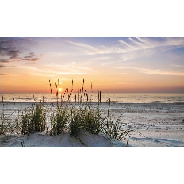 Bönninghoff Leinwandbild Wandbild SONNENUNTERGANG XXL 90x150 cm – Leinwandbild Keilrahmen Deko, Meer, Sonnenuntergang, Strand (1 St), auf Keilrahmen gespannt