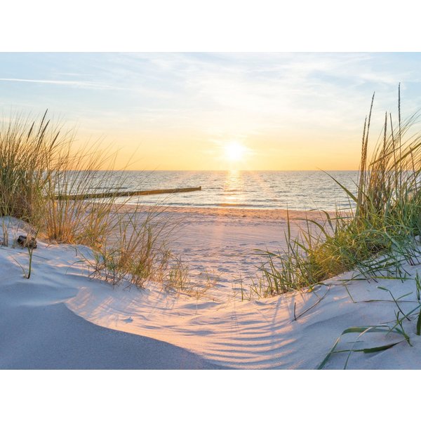 Bönninghoff Leinwandbild Wandbild STRAND 46x61 cm – Leinwandbild Keilrahmen Deko modern, Bilder vom Sonnenuntergang & -aufgang, Landschaft, Landschaften, Meer, 