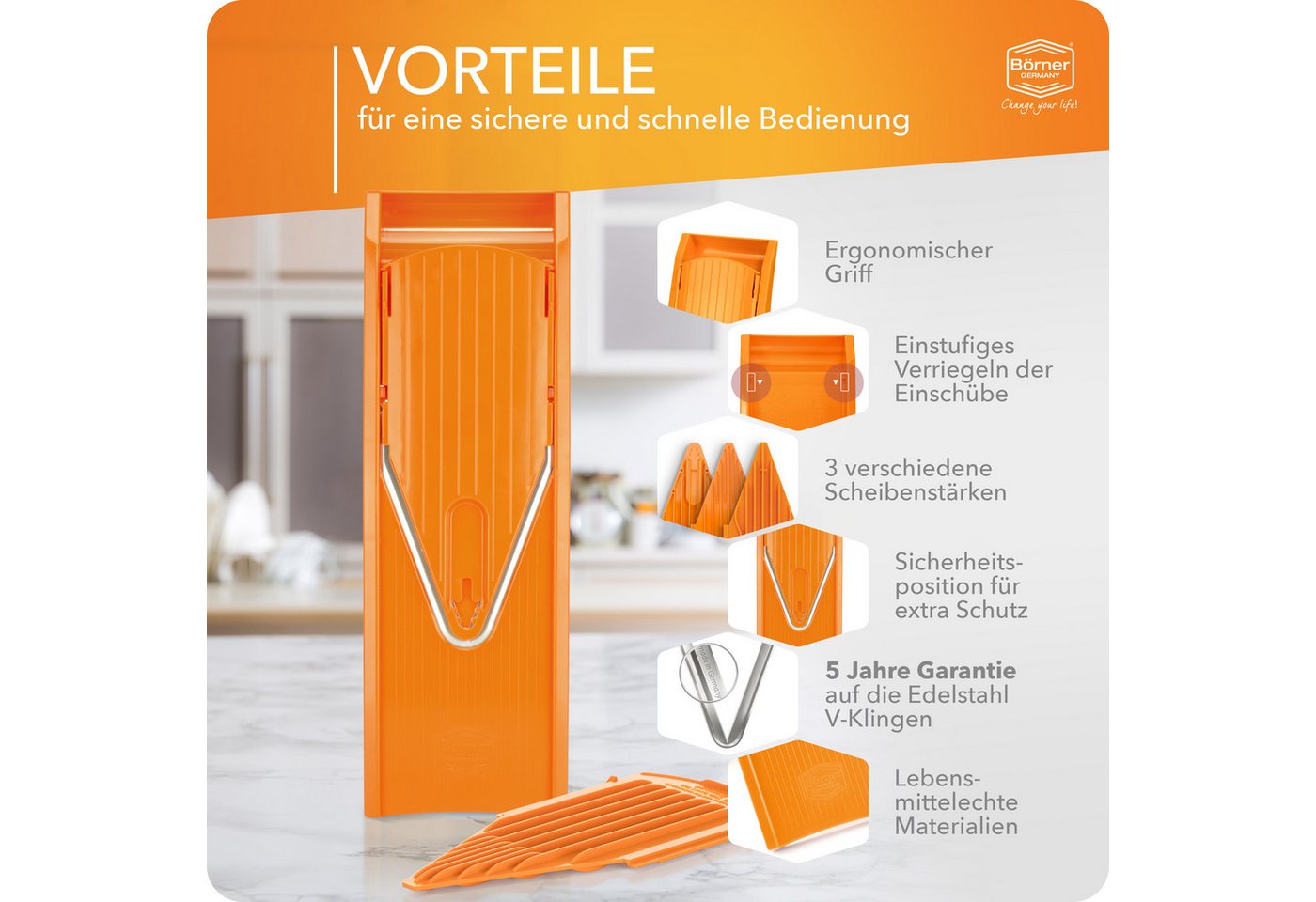 Börner Gemüsehobel Gemüsehobel V1 ClassicLine Basis Set – Bild 4 von 5