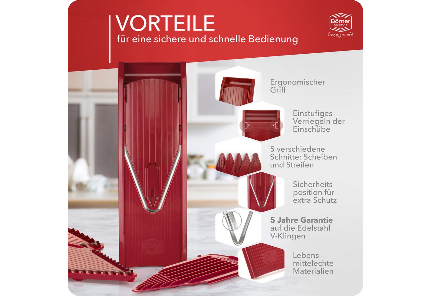 Börner Gemüsehobel Gemüsehobel V1 ClassicLine Starter Set – Bild 4 von 5