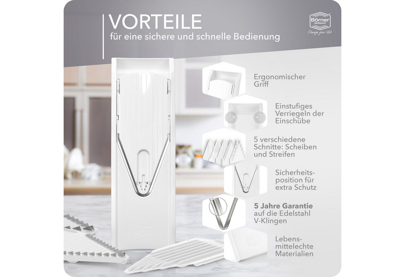 Börner Gemüsehobel Gemüsehobel V1 ClassicLine Starter Set – Bild 4 von 5