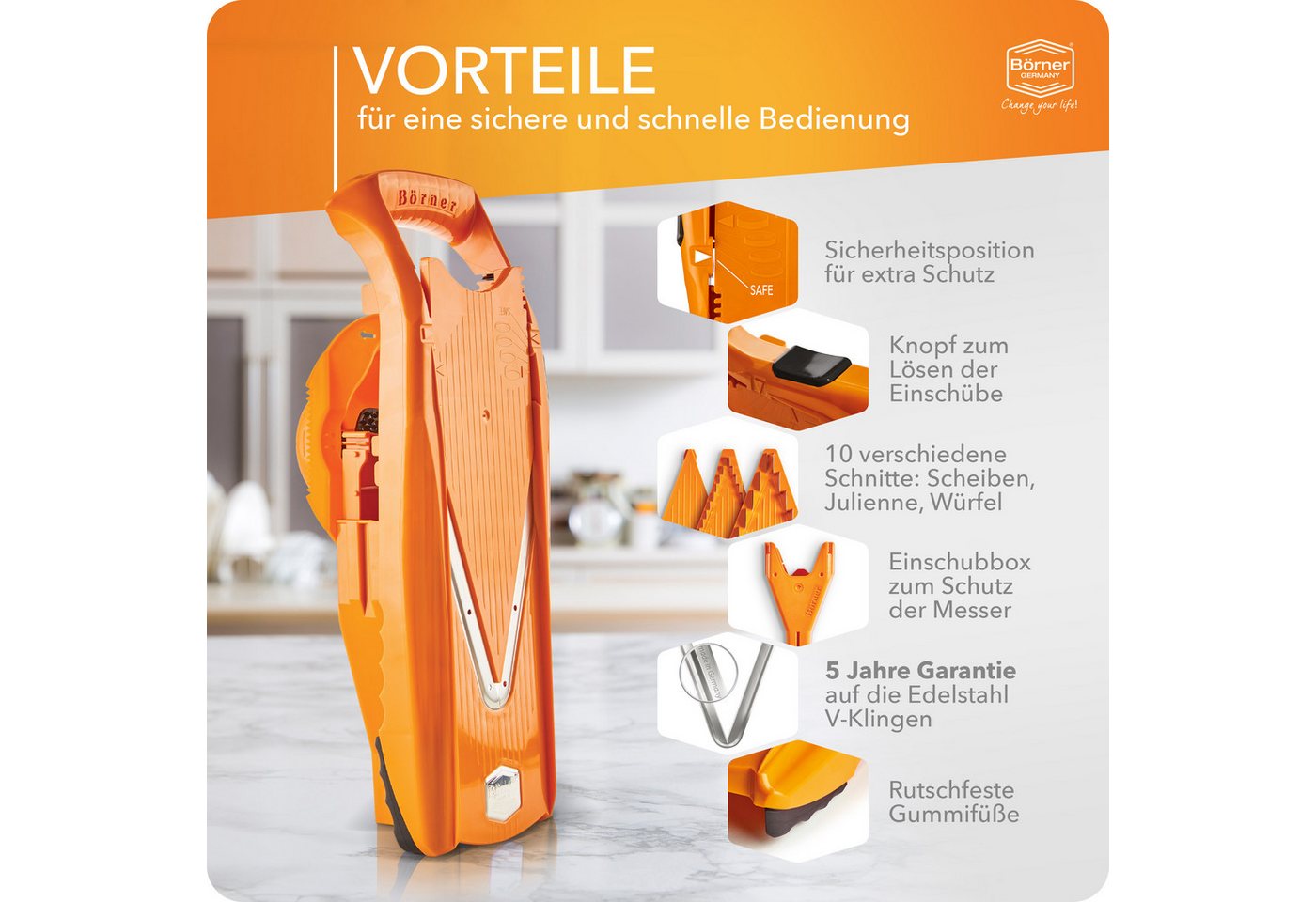 Börner Gemüsehobel Gemüsehobel V5 Powerline Plus Set – Bild 4 von 5