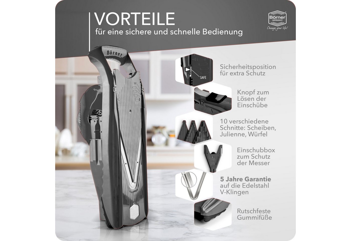 Börner Gemüsehobel Gemüsehobel V5 PowerLine Starter Set – Bild 4 von 5