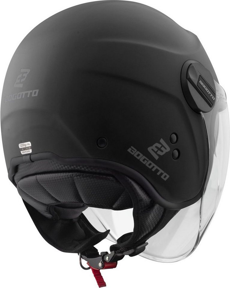 Bogotto Motorradhelm H595-1 SPN Jethelm, Herausnehmbares Innenfutter,integriertes Sonnenvisier – Bild 2 von 3