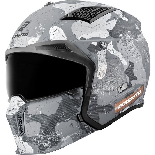 Bogotto Motorradhelm Radic Camo 22.06 Helm, Herausnehmbares Innenfutter,integriertes Sonnenvisier
