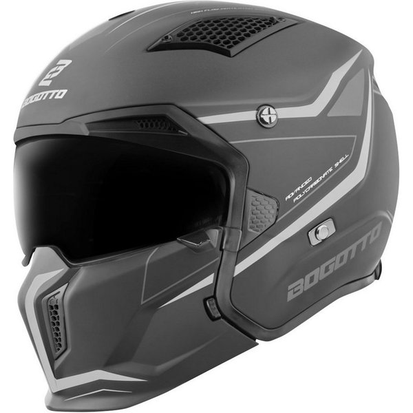 Bogotto Motorradhelm Radic WN-ST 22.06 Helm, Herausnehmbares Innenfutter,integriertes Sonnenvisier