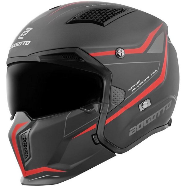 Bogotto Motorradhelm Radic WN-ST 22.06 Helm, Herausnehmbares Innenfutter,integriertes Sonnenvisier