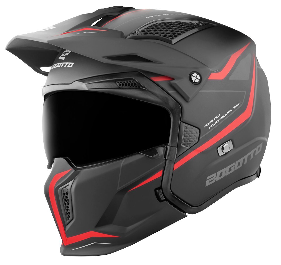 Bogotto Motorradhelm Radic WN-ST 22.06 Helm, Herausnehmbares Innenfutter,integriertes Sonnenvisier – Bild 2 von 5