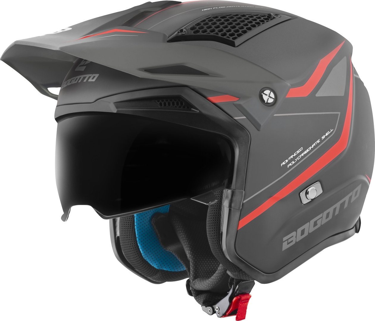 Bogotto Motorradhelm Radic WN-ST 22.06 Helm, Herausnehmbares Innenfutter,integriertes Sonnenvisier – Bild 3 von 5
