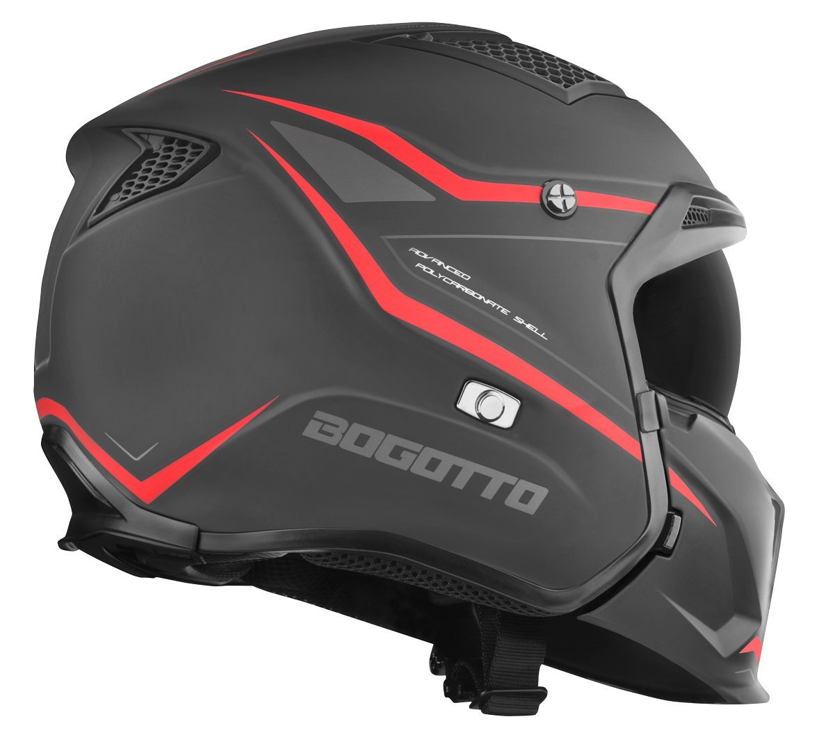 Bogotto Motorradhelm Radic WN-ST 22.06 Helm, Herausnehmbares Innenfutter,integriertes Sonnenvisier – Bild 4 von 5