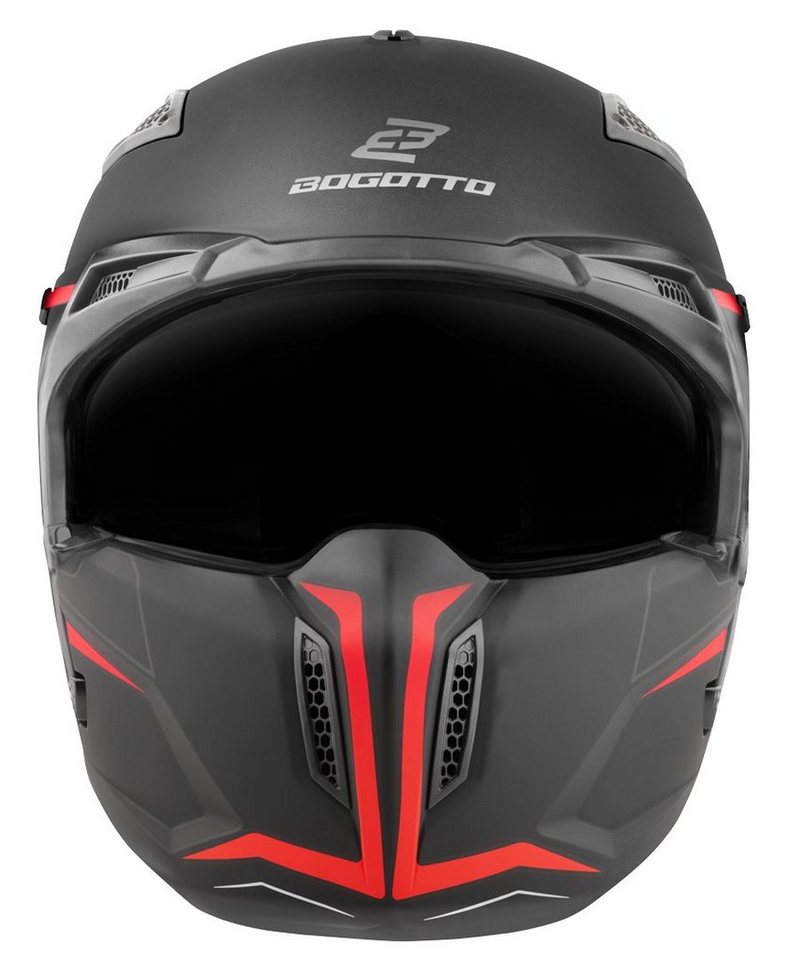 Bogotto Motorradhelm Radic WN-ST 22.06 Helm, Herausnehmbares Innenfutter,integriertes Sonnenvisier – Bild 5 von 5