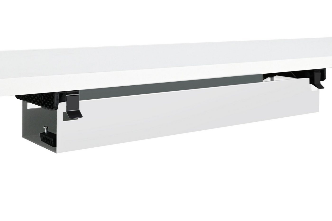 boho office® Kabelkanal, Kabelwanne 57 cm in weiß, beidseitig klappbar mit viel Stauraum – Bild 4 von 5