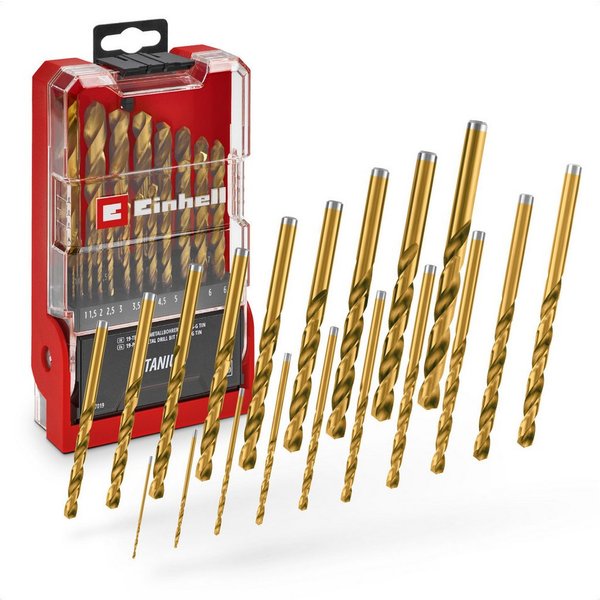 Einhell Bohrer- und Bit-Set Original Einhell 19-tlg. HSS-G Titan Metallbohrer-Set (im Ganzen gesch, (19x HSS-G Titan Metallbohrer (1 / 1,5 / 2 / 2,5 / 3 / 3,5 /