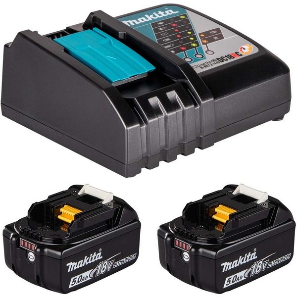 Makita Bohrer- und Bitset Makita Power Source-Kit LXT, Schnellladegerät DC18RC + 2 Akkus 18V