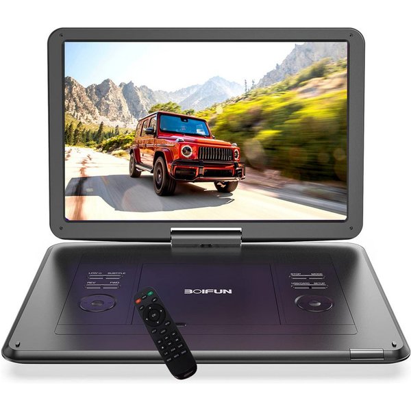 Boifun 17,5 Zoll tragbarer DVD-Player mit 15,6 Zoll HD-Drehbildschirm Portabler DVD-Player (6 Stunden Wiederaufladbare Batterie, Unterstützung für USB/TF-Karte/