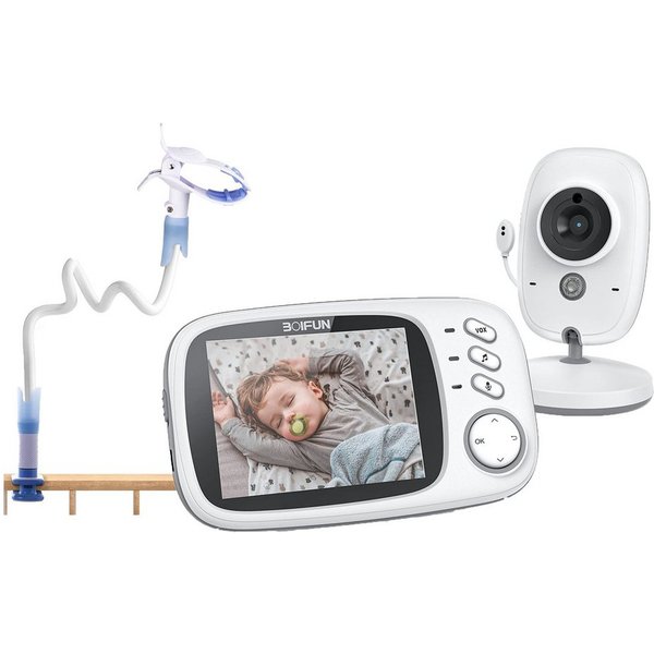 Boifun Babyphone Babyphone mit Kamera 3,2 Zoll Video babyphone Babyphone Nachtsicht, 2.4 GHz Babyfon Kamera Baby Kamera Video Baby Monitor mit Halterung VOX-Mod