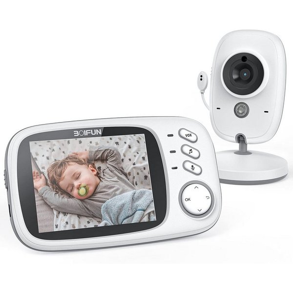 Boifun Babyphone Babyphone mit Kamera 3,2 Zoll Video babyphone Babyphone Nachtsicht, 2.4 GHz Babyfon Kamera Baby Kamera Video Baby Monitor VOX-Modus, 1-tlg., Ge