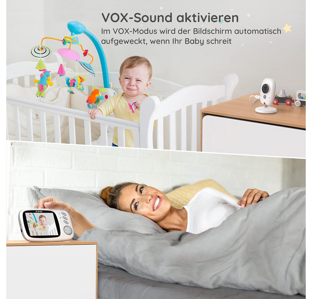 Boifun Babyphone Babyphone mit Kamera 3,2 Zoll Video babyphone Babyphone Nachtsicht, 2.4 GHz Babyfon Kamera Baby Kamera Video Baby Monitor VOX-Modus, 1-tlg., Ge – Bild 3 von 5