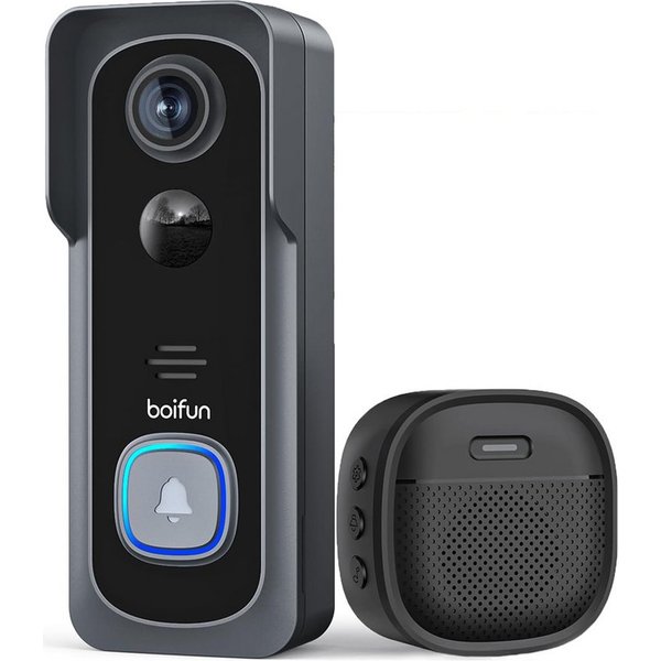 Boifun Smart Home Türklingel Türklingel-Set Smart WiFi Video Intercom 2K-HD-funkklingel mit Kamera (Außenbereich, außen, Aussen, 4 Klingeltöne, 3-stufige Lautst